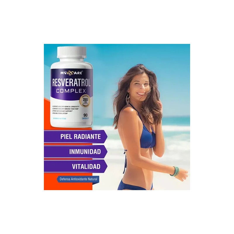 Resveratrol De 90 Cáps Con Semilla De Uva Roja Acai