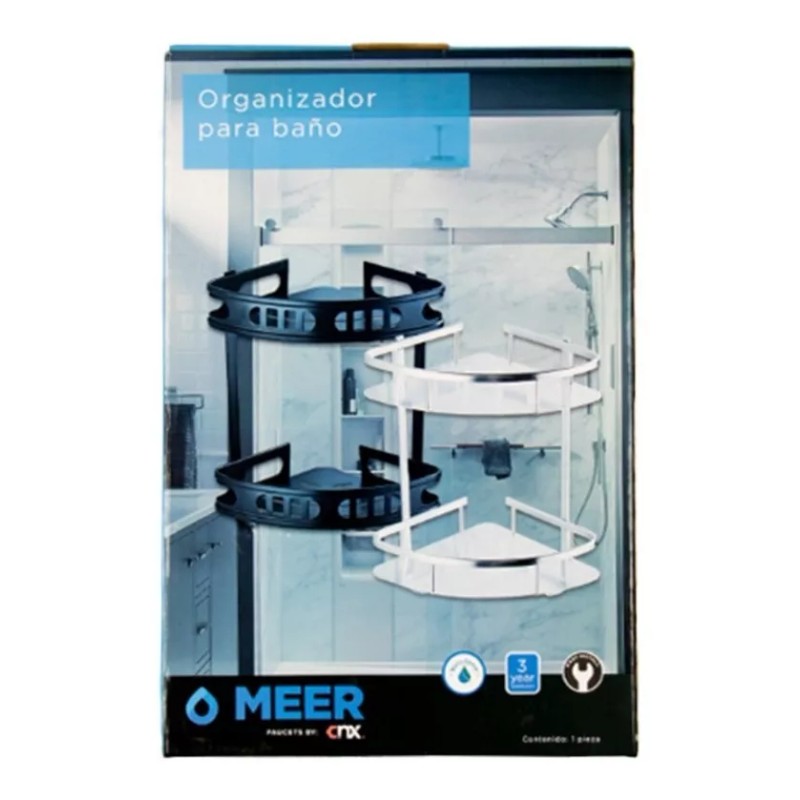 Cnx Organizador Para Regadera En Aluminio, Color Negro Mate