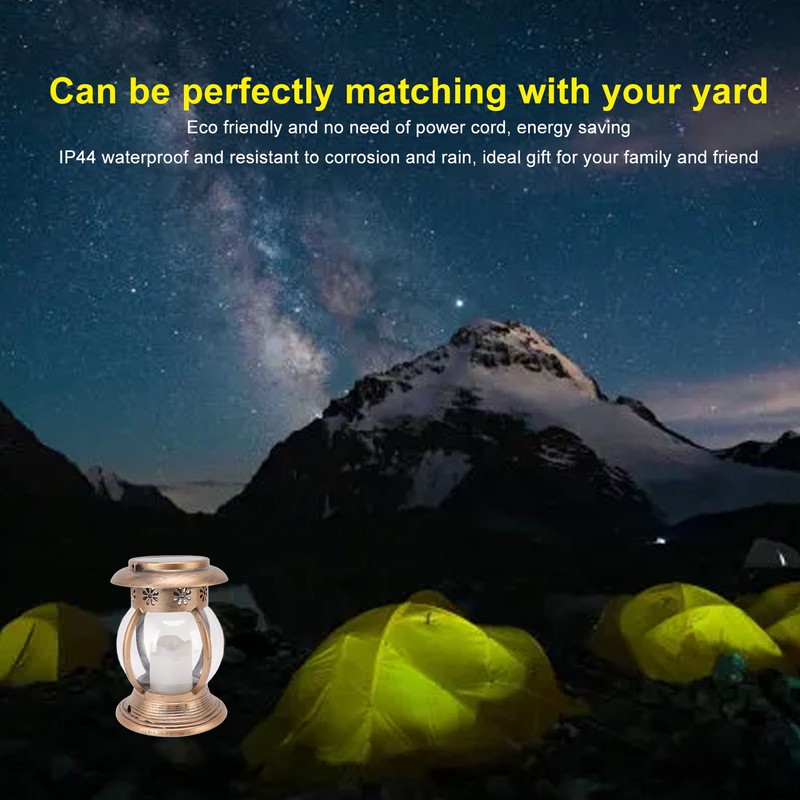 Brass Color Courtyard Solar Powered Hanging Lantern Light IP44 Waterproof