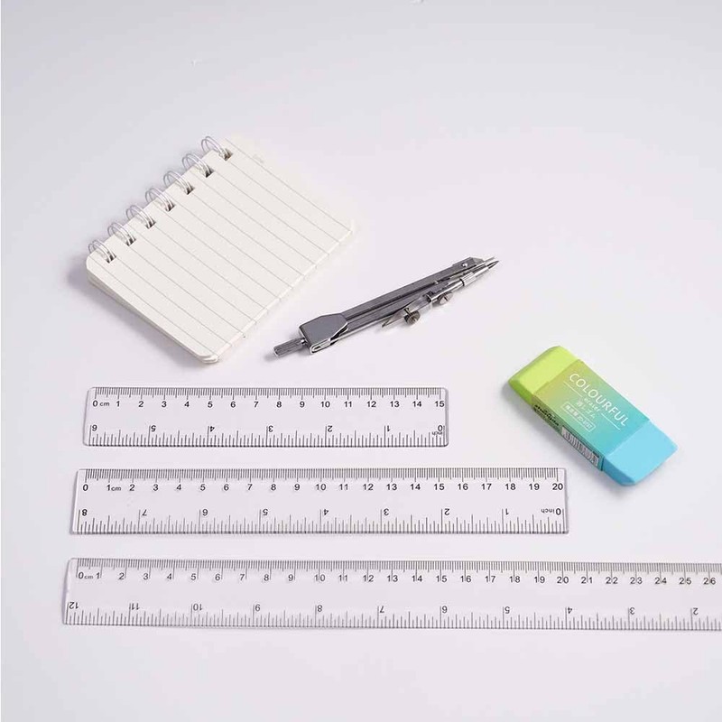 CHANGJIQ Transparent Ruler Plastic Drawing Tool Measuring Tool Scale Inch