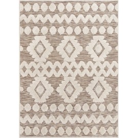 Well Woven Bellagio Chiara Tribal Moroccan Beige High-Low Flat-Weave 7'10" x 10'6" Area Rug