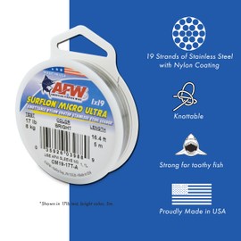 American Fishing Wire Surflon Micro Supreme Nylon Coated 7x7 Stainless Steel Leader Wire, Black, 5-Meter/20-Pound