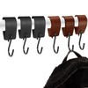 VARKAGE S Hooks Black with Leather Loop, Pack of 6