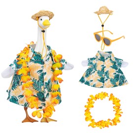 AquaLume Porch Goose Outfit, for 23" & 17" Outdoor Statues | Adorable Goose Clothes Costumes with Seasonal Accessories | Perfect Porch Goose Decor for Garden, Yard, and Home Entryway（Hawaiian