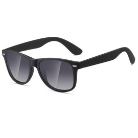 Kimorn Polarized Sunglasses Square Frame Horn Rimmed 80's Retor Glasses K0300 (Black&Gradual grey)