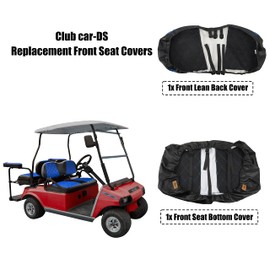 NOKINS Golf Cart Club Car DS 2000.5-Up Diamond Seat Covers Kit, Fits Club Car DS OEM Standard Front Seat Cushion, Golf Cart Vinyl Seat Cover, No Nails Required (Blue and Black)