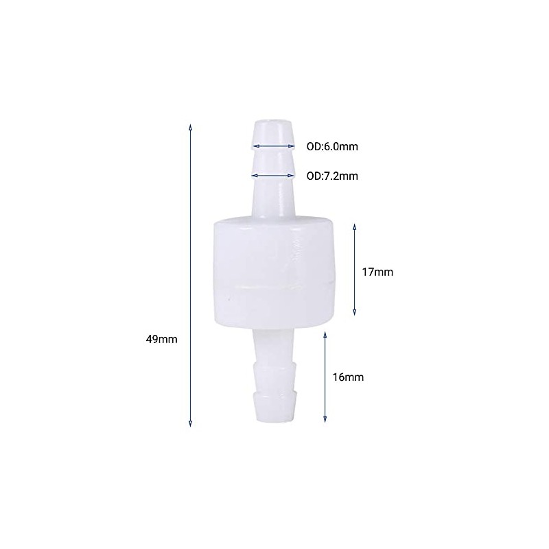 6 mm Plastic Inline Check Valve Heating Oil Water Gas