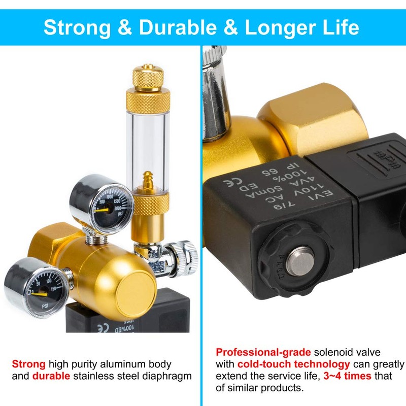 DaToo Aquarium CO2 Regulator Dual Gauge Display with Bubble Counter