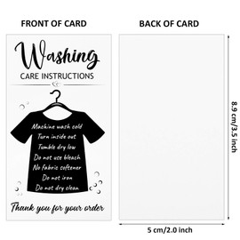 Zonon 100 Pieces Black T-Shirt Washing Instructions Cards Shirt Care Instructions Cards with Shirt Graphic Customer Direction Cards Clothing Package Insert Cards for Small Business Online Shop Owner