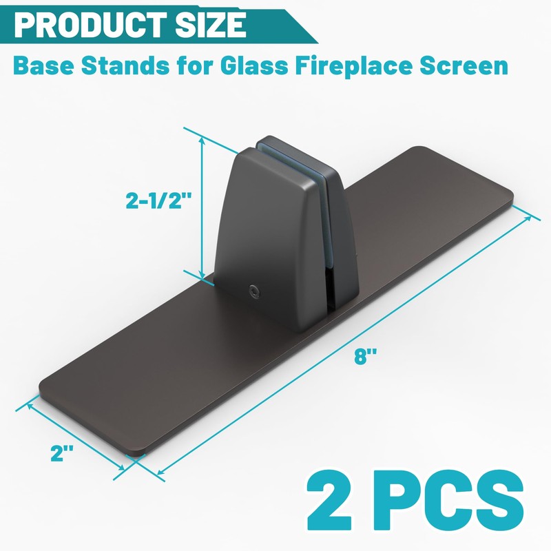 Base Stands for Glass Fireplace Screen, Black Bases for Supporting