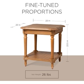 Maven Lane Pullman Multipurpose Traditional Style Tall Square Wooden Side Table and Bedroom Nightstand with Storage in Rustic Antiqued Natural Finish
