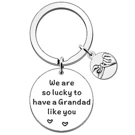 JETTOP Grandad Gifts Keyring -Grandad Gifts from Grandchildren Grandad Birthday Christmas Gifts We Are So Lucky to Have A Grandad Like You