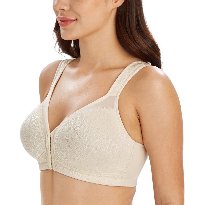 Lemorosy Women's Comfort Strong Hold Front Closure Back Support Unpadded