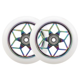 Hausdec 2 Pcs Scooter Accessories 110mm Colorful PU Wheels With Bearings for Thick Stunt Car (White)