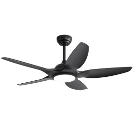 USA in Stock 48 Inch 5 Blade Ceiling Fan Modern Living RoomSmart Ceiling Fan With Remote ControlLamp Power(W): 22, Emitting Color: 3CCT, Color: Black, Wattage: 35W