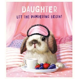Pigment Productions Daughter Funny Birthday Card - Bunny Rabbit with Breakfast In Bed - Eco-Friendly