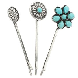 Baluue Chic Retro Flower Bobby Hair Clips Metal Hair Pins Set of 3 for Occasions