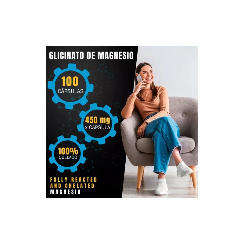 Glicinato De Magnesio 200 Caps | 450mg | Con Pulpo