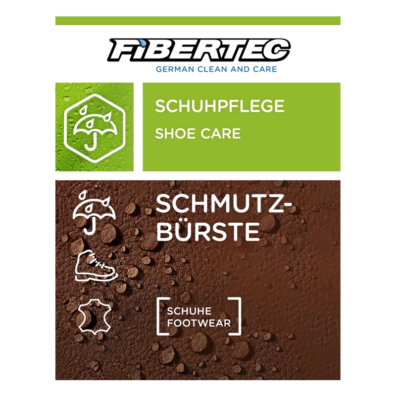 Fibertec Shoe Care Dirt Brush, Oiled Beech Wood, 135 x