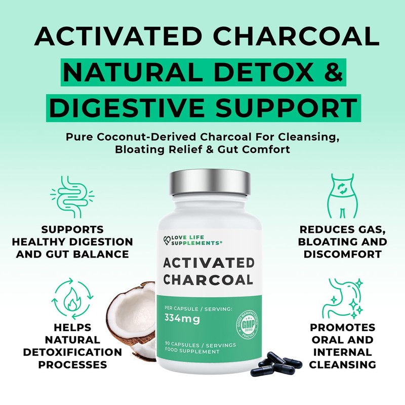 High Strength Activated Charcoal Capsules | 334mg Per Capsule (not