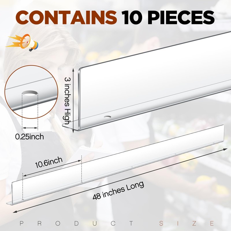 Vercraft 10 Pcs Clear Gondola Shelf Front Fence for Gondola