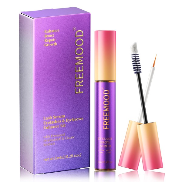 FREEMOOD Eyelash Growth Serum,2-In-1 Lash and Eyebrows Booster For Fuller,