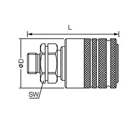 Plug-in Coupling, Sleeve for Quick Coupling BG 3, Bulkhead Male Thread 12L, Type HMSTK-ST3-PV5-18CELS12-12M