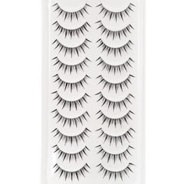 EMEDA 5 Style False Eyelashes, 10 Pairs, Manga Lashes, Artificial Eyelashes, Natural, Transparent Band, Natural Look, Wispy Volume Strip Lashes, Natural (Manga 02)