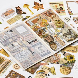 200 PCS Aesthetic Nature Stickers Vintage Scrapbook Supplies Ephemera Kit Butterfly Floral Aesthetic Stickers for Journaling Art Scrapbooking Bullet Junk Journal Planner Album（20 Sheets）