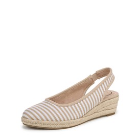 LifeStride Womens Kayden Wedge Sandal Tan/White Stripe 8 M