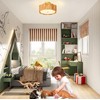 Jolydoly 13.4" Rattan Flush Mount Ceiling Light Fixtures,3-Light Boho Light