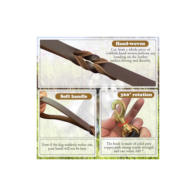 Correa de Cuero para Perros de 1,8 M X 1,9