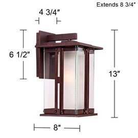 Franklin Iron Works Fallbrook Rustic Farmhouse Mission Outdoor Wall Light Fixture Bronze 13" Clear Frosted Glass Shades for Exterior Barn Deck House Porch Yard Patio Outside Garage Front Door