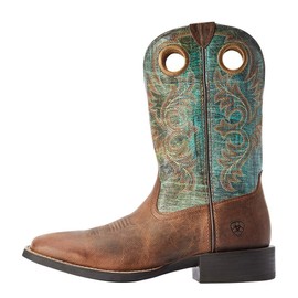 ARIAT BMVY9 Mens Sport Rodeo Western Boot Loco Brown/Roaring Turquoise 8.5