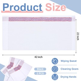 Mixweer 2 Pcs Caddy Golf Towel 22" x 42" Large Caddy Towel Camping Sport Towels Cotton Soft Towels for Man Golf Lovers (White with Red and Blue Stripe)