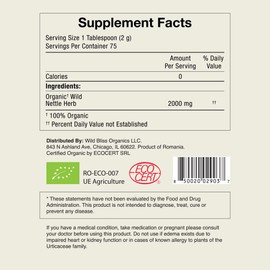 Organic Wild Stinging Nettle Leaf Tea - Caffeine Free Loose Leaf Herbal Tea - 5.3 Oz - 75 Servings