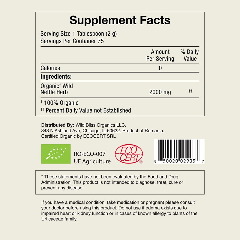 Organic Wild Stinging Nettle Leaf Tea - Caffeine Free Loose