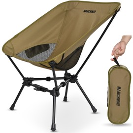 MARCHWAY Lightweight Folding Camping Chair with Spring Lock, Stable Compact Portable for Outdoor Camp, Travel, Beach, Picnic, Festival, Hiking, Backpacking (Khaki)
