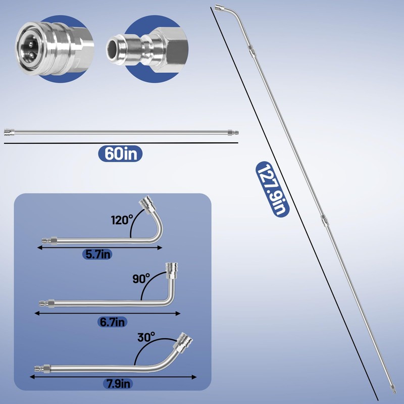 120" Pressure Washer Extension Wand,2 Pack 60 Inch Stainless Steel