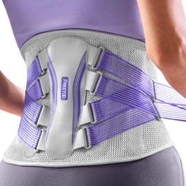 FREETOO Back Support Belt 3D Knitted Ultra Breathable Back Brace for Men and Women 5 Support Modules to Relieve Back Pain Purple Stylish Posture Corrector for Urban Beauties S