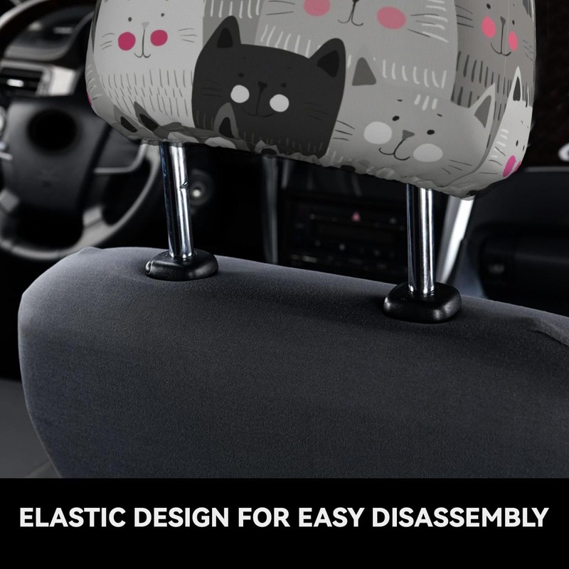 DSSWTP Cat Pattern Universal Car Headrest Cover Soft Car Seat