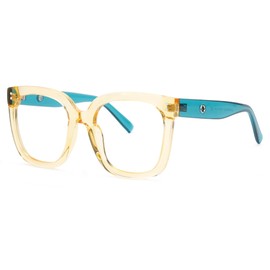 Zeelool ZJGT652540-05B - anteojos de bloqueo de luz azul retro cuadradas para mujeres y hombres, color amarillo