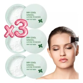 Polvo mineral translúcido 3 pzs | fija maquillaje de día cuidado facial todo tipo de piel
