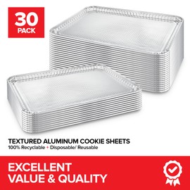 Stock Your Home Aluminum Pans Cookie Sheet Baking Pans (30 Pack) Disposable Foil Trays - Reusable and Durable Nonstick Baking Sheets – Cookie Sheet Pans