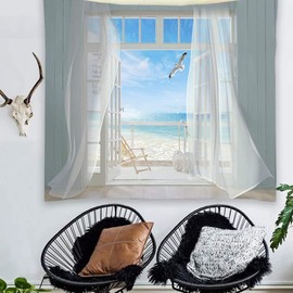 FENDROM Window Sea View Tapestry Decor Wall Hanging Walls Aesthetic Room Decor Tapestries Wall Stickers Decoration Wall Mural Tapestries