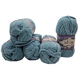 500 g Ilkadim Export Velluto Knitting Wool, Baby Wool, 5 x 100 g Wool, Super Soft Bulky (Blue Grey 414)
