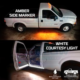 LEDGlow 52" Truck LED Running Board Light Amber Side Marker Kit with White Courtesy Lights for Regular & Straight Cab Trucks - Multi-Function Lighting - Flexible Waterproof Strips