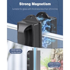 Pawfly Aquarium Magnetic Brush Fish Tank Glass Cleaner 4 Inch, Mini Stain Scrubber Pads for 3/5 Inch Thick Fish Tank up to 40 Gallons Aquarium Cleaning Tool with Rope (Non-floatable)