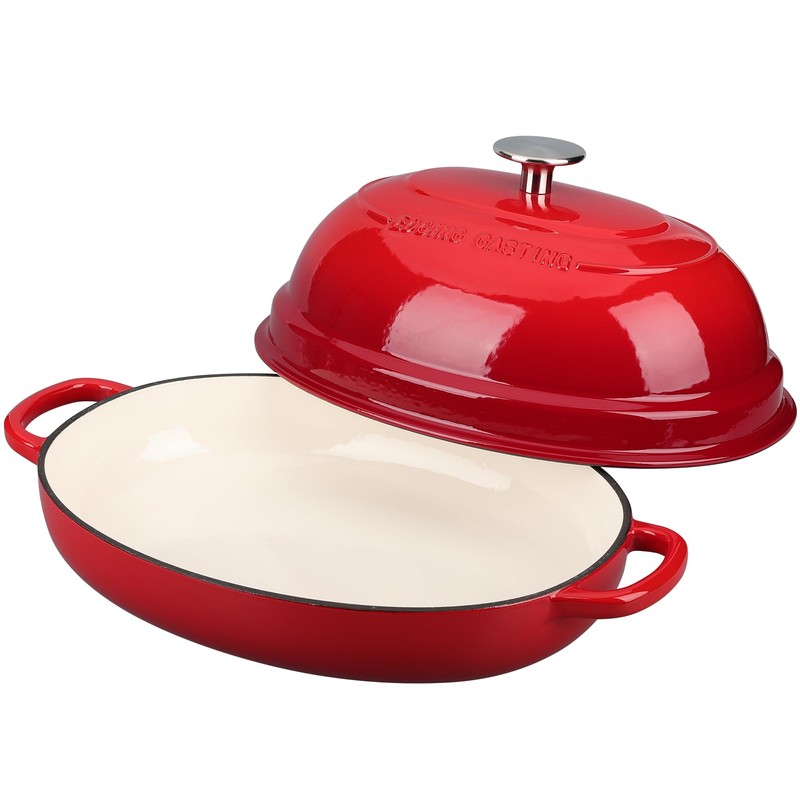 EDGING CASTING Enameled Oval Cast Iron Dutch Oven Pot with