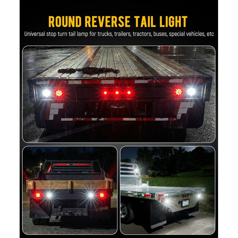 Partsam 2PCS 12 LED White 4" Round Backup Reverse Lights